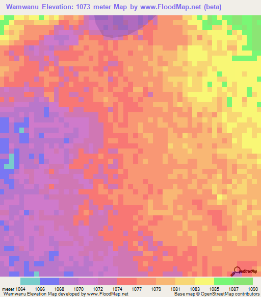 Wamwanu,Zambia Elevation Map