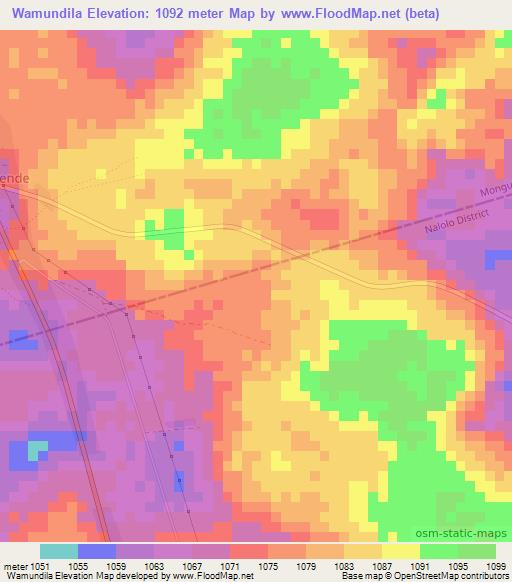 Wamundila,Zambia Elevation Map