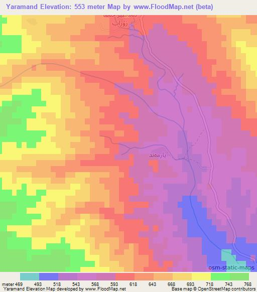 Yaramand,Iraq Elevation Map