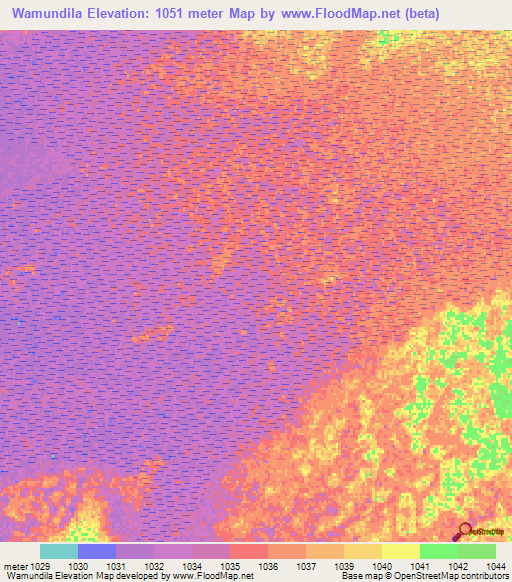 Wamundila,Zambia Elevation Map