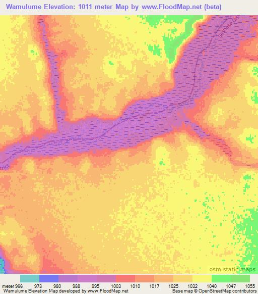 Wamulume,Zambia Elevation Map