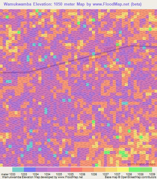 Wamukwamba,Zambia Elevation Map