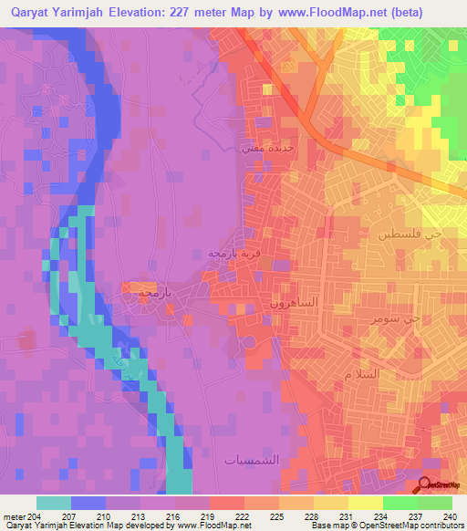 Qaryat Yarimjah,Iraq Elevation Map