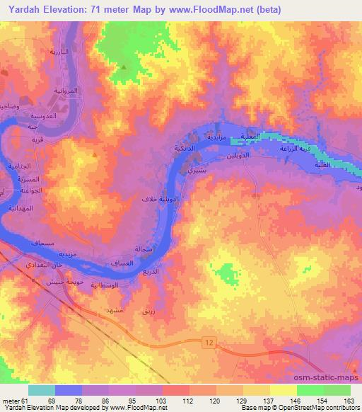 Yardah,Iraq Elevation Map