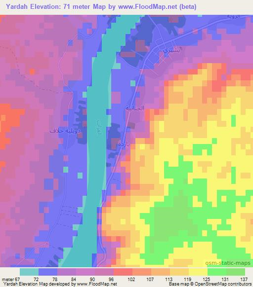 Yardah,Iraq Elevation Map