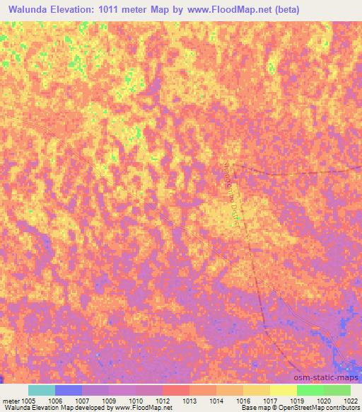 Walunda,Zambia Elevation Map