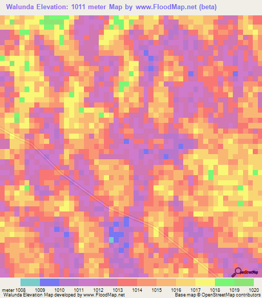 Walunda,Zambia Elevation Map