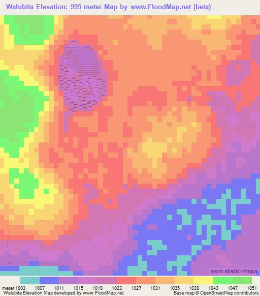 Walubita,Zambia Elevation Map