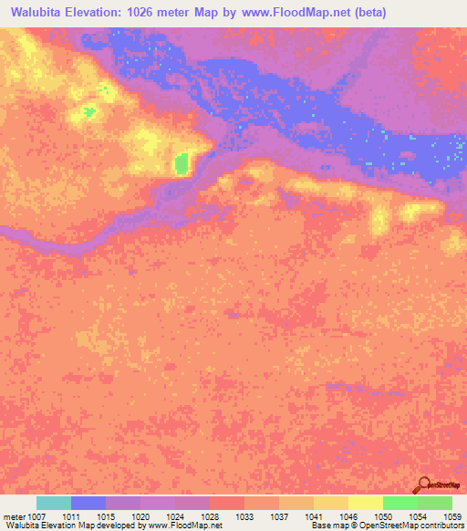 Walubita,Zambia Elevation Map