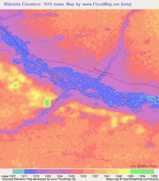 Walubita,Zambia Elevation Map