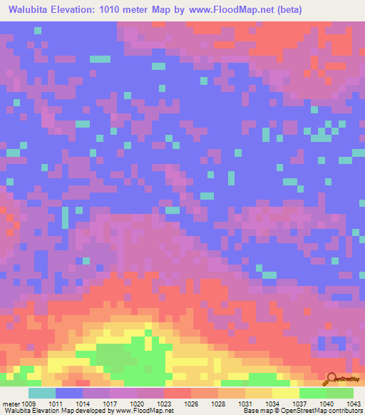 Walubita,Zambia Elevation Map