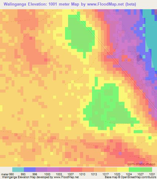 Walinganga,Zambia Elevation Map