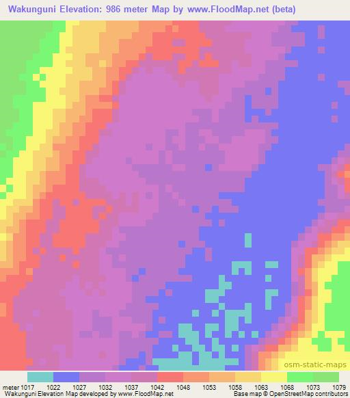 Wakunguni,Zambia Elevation Map