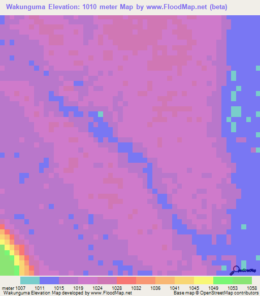 Wakunguma,Zambia Elevation Map