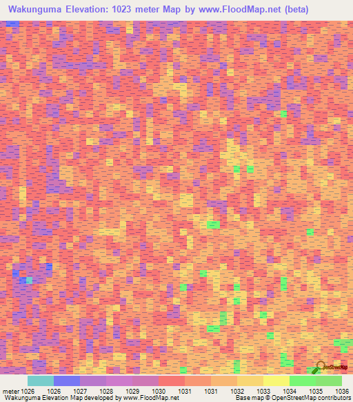 Wakunguma,Zambia Elevation Map