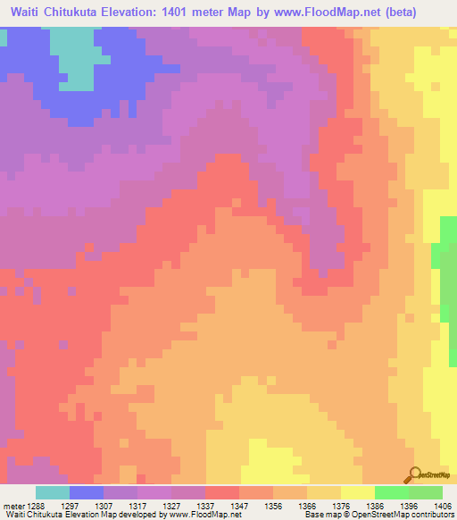 Waiti Chitukuta,Zambia Elevation Map