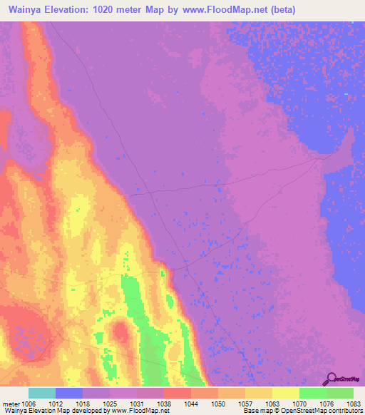 Wainya,Zambia Elevation Map