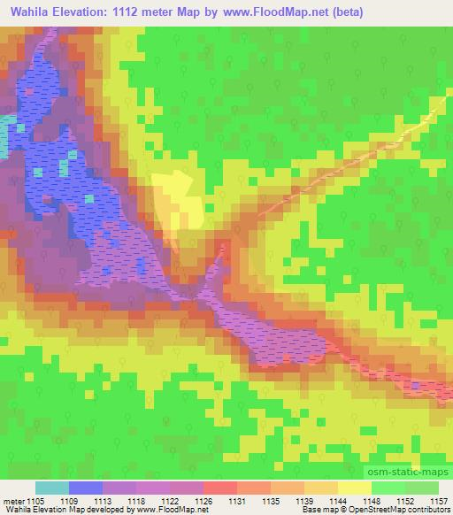 Wahila,Zambia Elevation Map