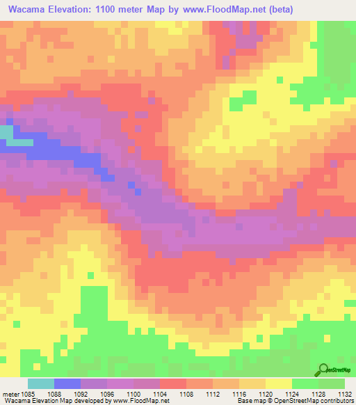 Wacama,Zambia Elevation Map