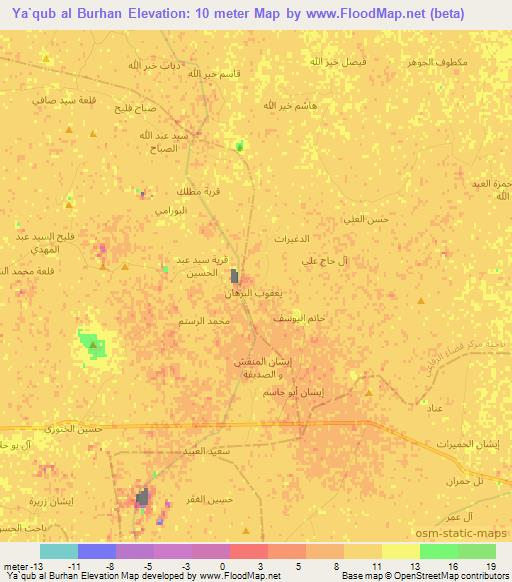 Ya`qub al Burhan,Iraq Elevation Map