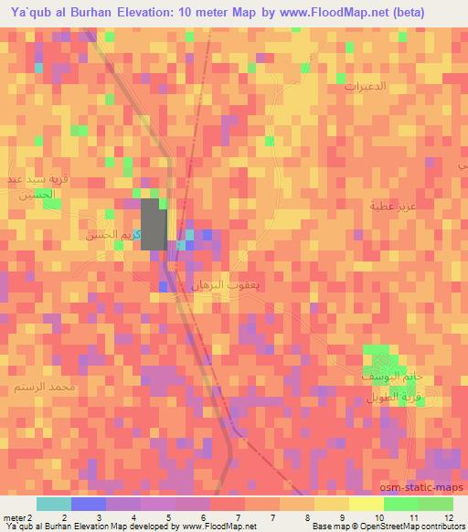Ya`qub al Burhan,Iraq Elevation Map