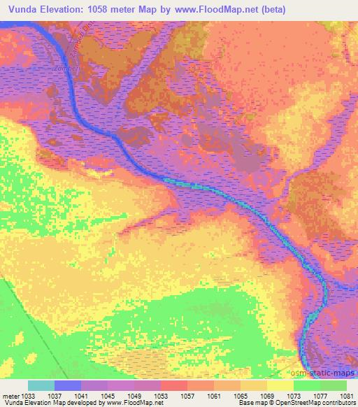 Vunda,Zambia Elevation Map