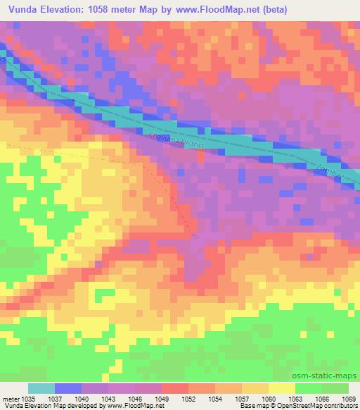 Vunda,Zambia Elevation Map