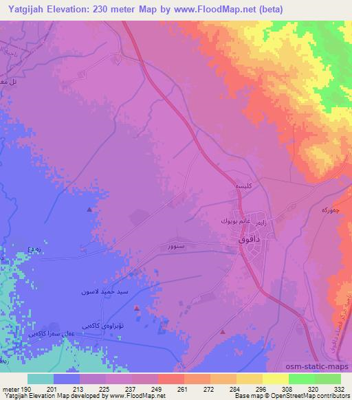 Yatgijah,Iraq Elevation Map