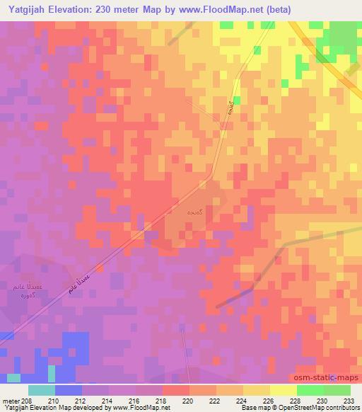 Yatgijah,Iraq Elevation Map