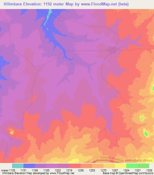 Vilimbara,Zambia Elevation Map