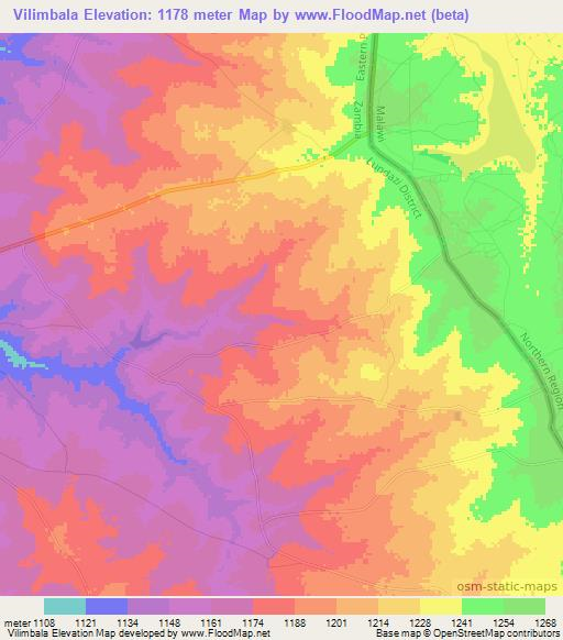 Vilimbala,Zambia Elevation Map