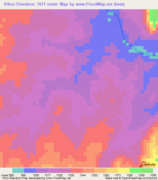 Vifuvi,Zambia Elevation Map