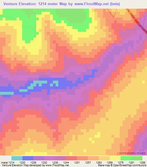 Venture,Zambia Elevation Map