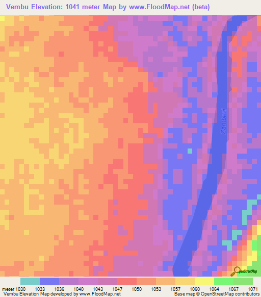 Vembu,Zambia Elevation Map