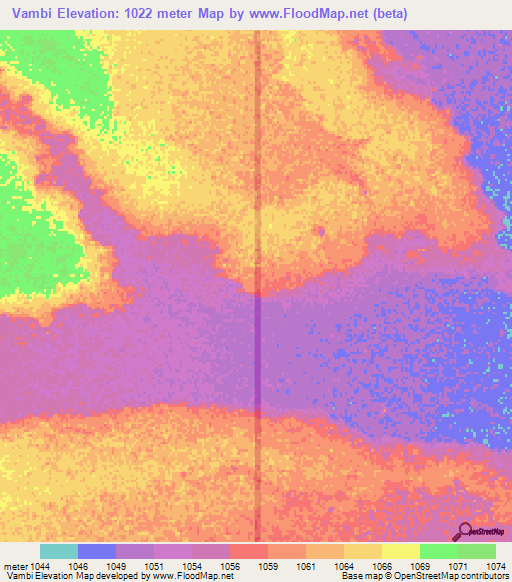 Vambi,Zambia Elevation Map