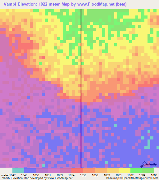 Vambi,Zambia Elevation Map