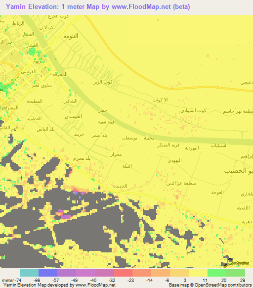 Yamin,Iraq Elevation Map