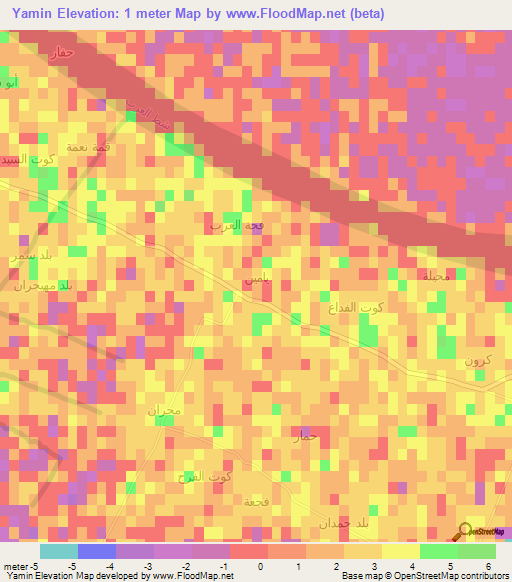 Yamin,Iraq Elevation Map