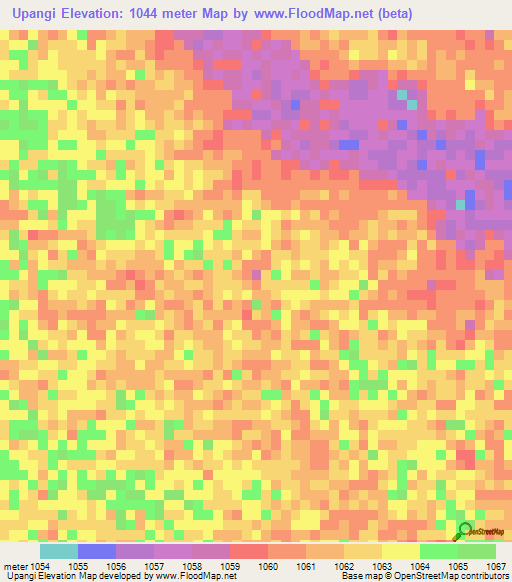 Upangi,Zambia Elevation Map