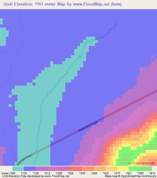 Undi,Zambia Elevation Map