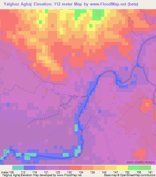 Yalghuz Aghaj,Iraq Elevation Map