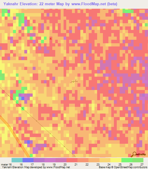 Yaknahr,Iraq Elevation Map