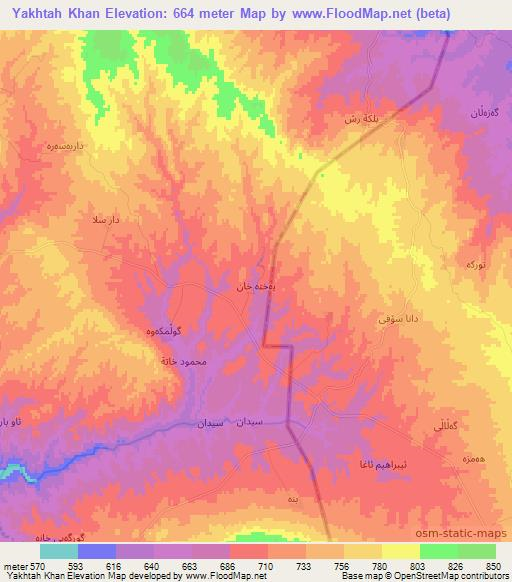 Yakhtah Khan,Iraq Elevation Map