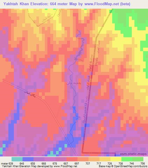 Yakhtah Khan,Iraq Elevation Map