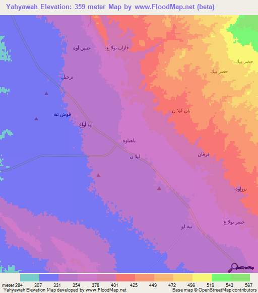 Yahyawah,Iraq Elevation Map