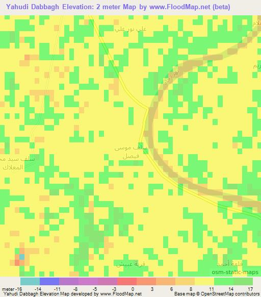 Yahudi Dabbagh,Iraq Elevation Map