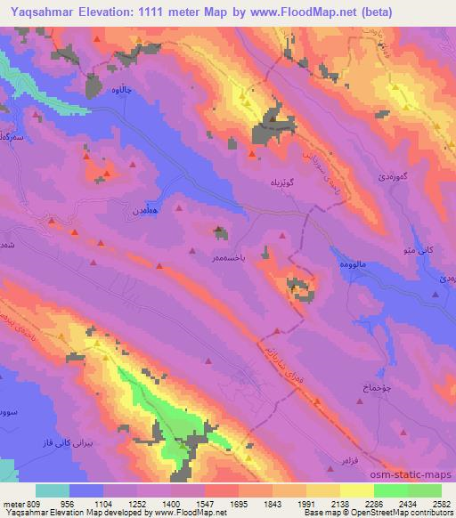 Yaqsahmar,Iraq Elevation Map