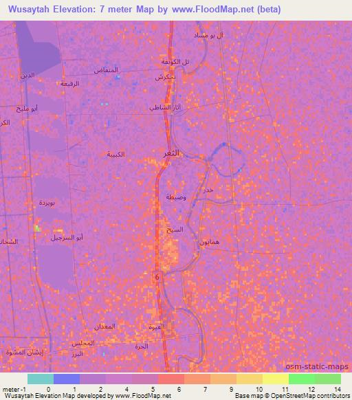 Wusaytah,Iraq Elevation Map