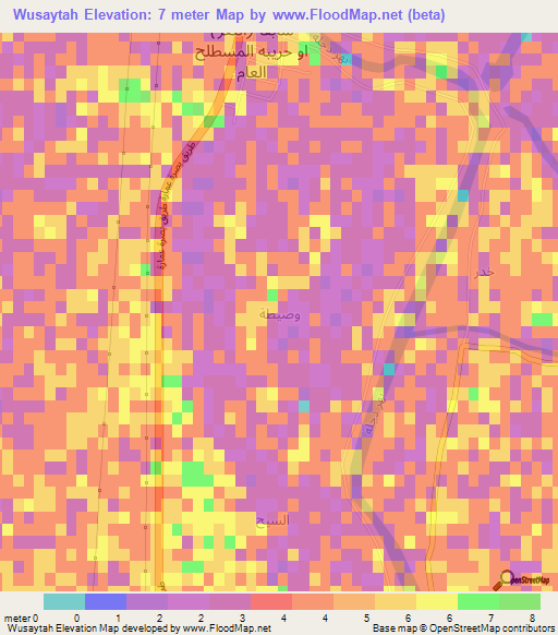 Wusaytah,Iraq Elevation Map