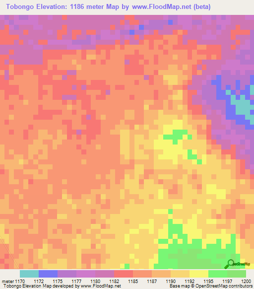 Tobongo,Zambia Elevation Map